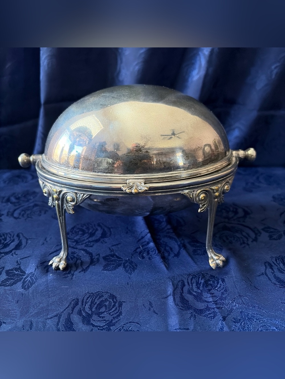 Antique Silver Plated Revolving Dome Food Warmer
